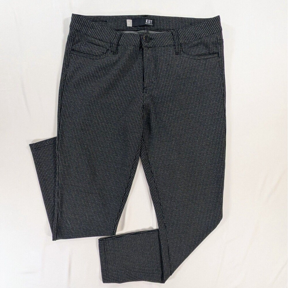 Kut From The Kloth Trousers Womens Size 10 Career Gray Herringbone Skinny Pant
